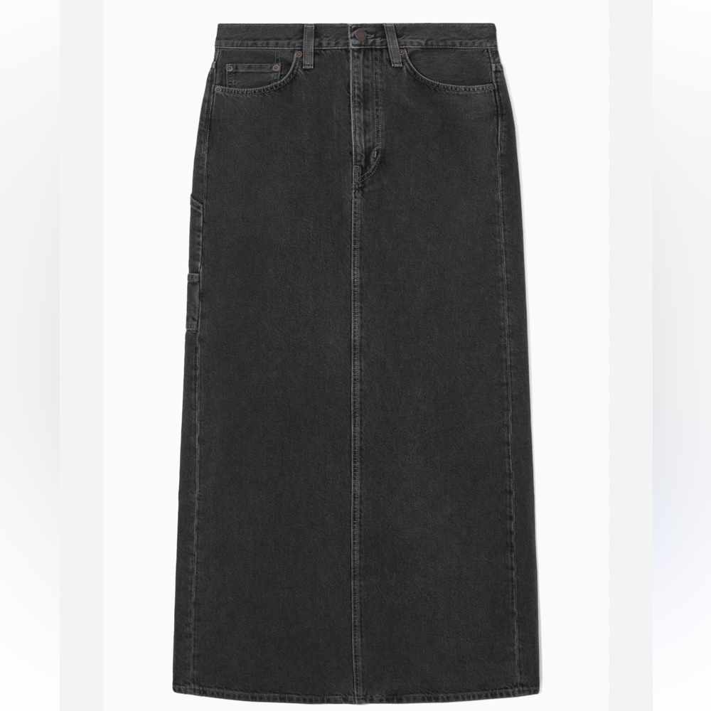 COS Denim Maxi Cargo Skirt Size EUR 40 Jean Cotton Black Long S406